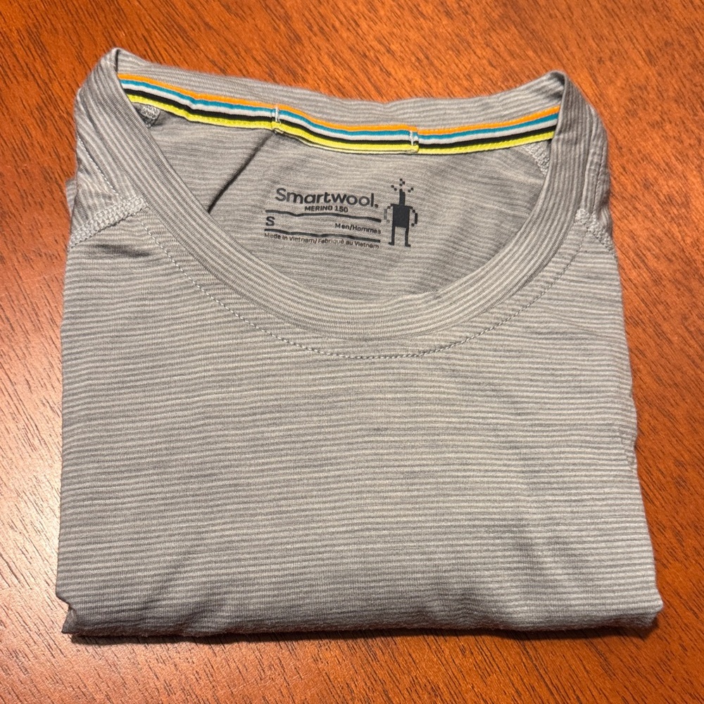 Smartwool Men's Light Gray Striped Tee (EUC)